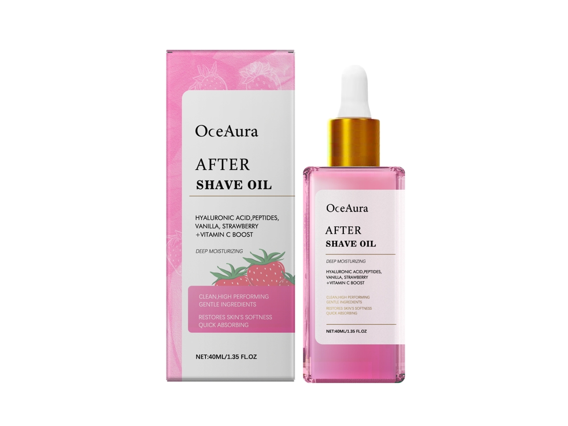 Aceite reparador para después del afeitado, aroma a fresa.