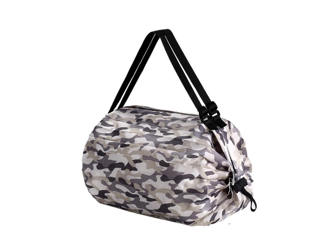 Bolsa de compras plegable, diseño plegable, gran capacidad, tela Oxford, muy utilizada, reutilizable, camuflaje gris. GOKOCO