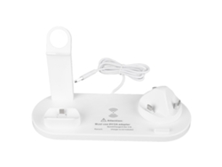 Carregador Sem Fio Multifuncional 15w 3 Em 1 Estação De Carregamento Rápido Para Celular Fones De Ouvido Relógio Branco