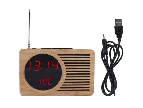HURRISE Despertador Electrónico de Radio LED 5V Reloj LED Multifuncional Despertador Electrónico de Radio FM Reloj de Mesa Rojo