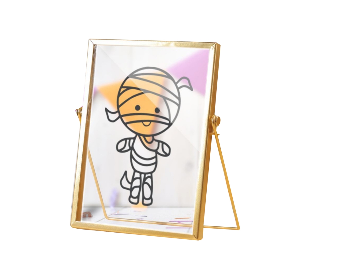 Marco decorativo acrílico con temática de Halloween y marco dorado (14,5 x 19,5 cm, Cbs721x03)