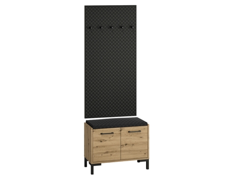 Perchero y Zapatero Liora de Madera y Negro con 2 Puertas para Recibidor PETITS-MEUBLES