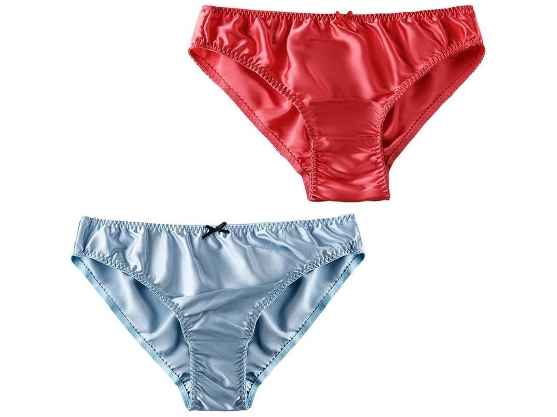Braguitas De Seda De Morera Para Mujer Bikini Sexy 2pcs Rojo-azul Claro Talla M-xxxl M Rojo-luz Azul