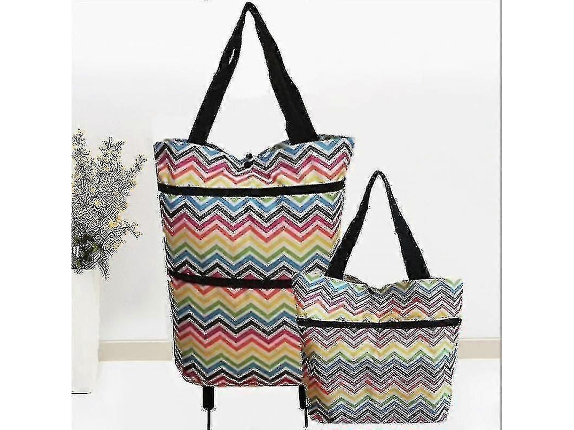Carrito de compras plegable 2 en 1 con cremallera de dos etapas y ruedas. GOKOCO
