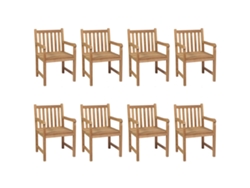 Maison Exclusive - Cadeiras De Jardim C/ Almofadões Bege 8 Pcs Teca Maciça
