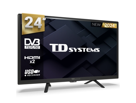 Televisor 24 Pulgadas HD, USB Grabador reproductor, Sintonizador digital DVB-T2/C/S2 - TD SYSTEMS PRIME24C19H