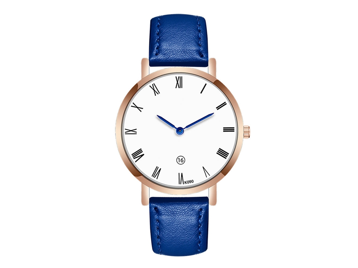 Reloj De Pulsera Analógico De Cuarzo Con Correa De Piel Sintética, Estilo Moderno Zafiro.