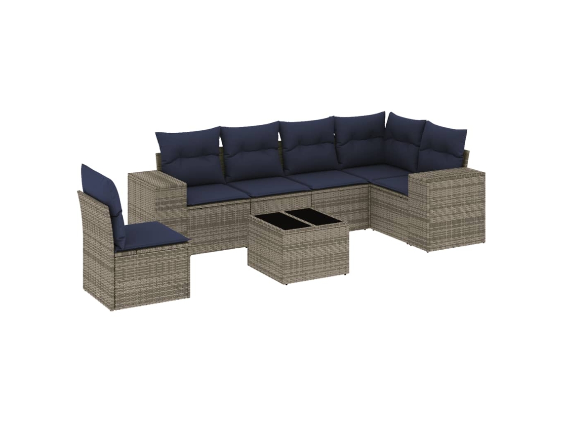 Maison Exclusive - Conjunto De Sofá De Jardín De 7 Piezas Con Cojines, Poliratán Gris
