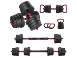 Juego De Mancuernas Ajustables 6 En 1 De 30 Kg, Pesas Rusas, Mancuernas, Barra Y Soporte Para Flexiones.