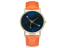 Reloj De Pared Zhoulianfa Star Lady Para Hombre, Estilo Juvenil, De Cuero, Cuarzo, Modelo T121-a, Color Naranja.
