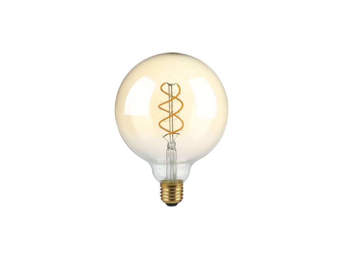 Bombilla LED de filamento ámbar regulable G125 de 5 W y 2200 K con casquillo E27 (VTAC)