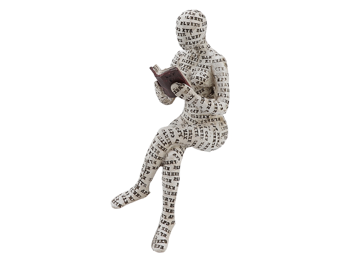 Figura de resina de mujer leyendo, mujer creativa con libro, adorno de estantería para el hogar Kofihety
