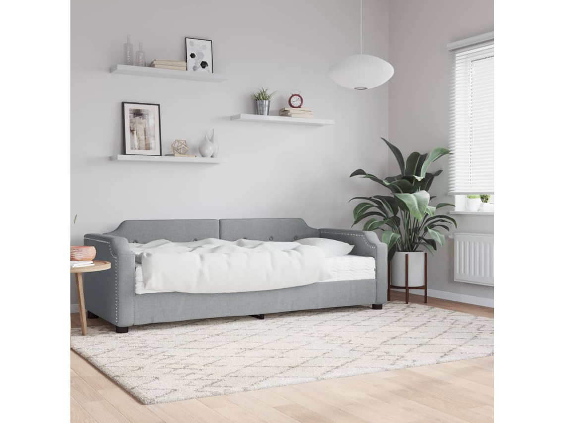 Sofá Cama Con Colchón Tela Gris Claro 90x200 Cm
