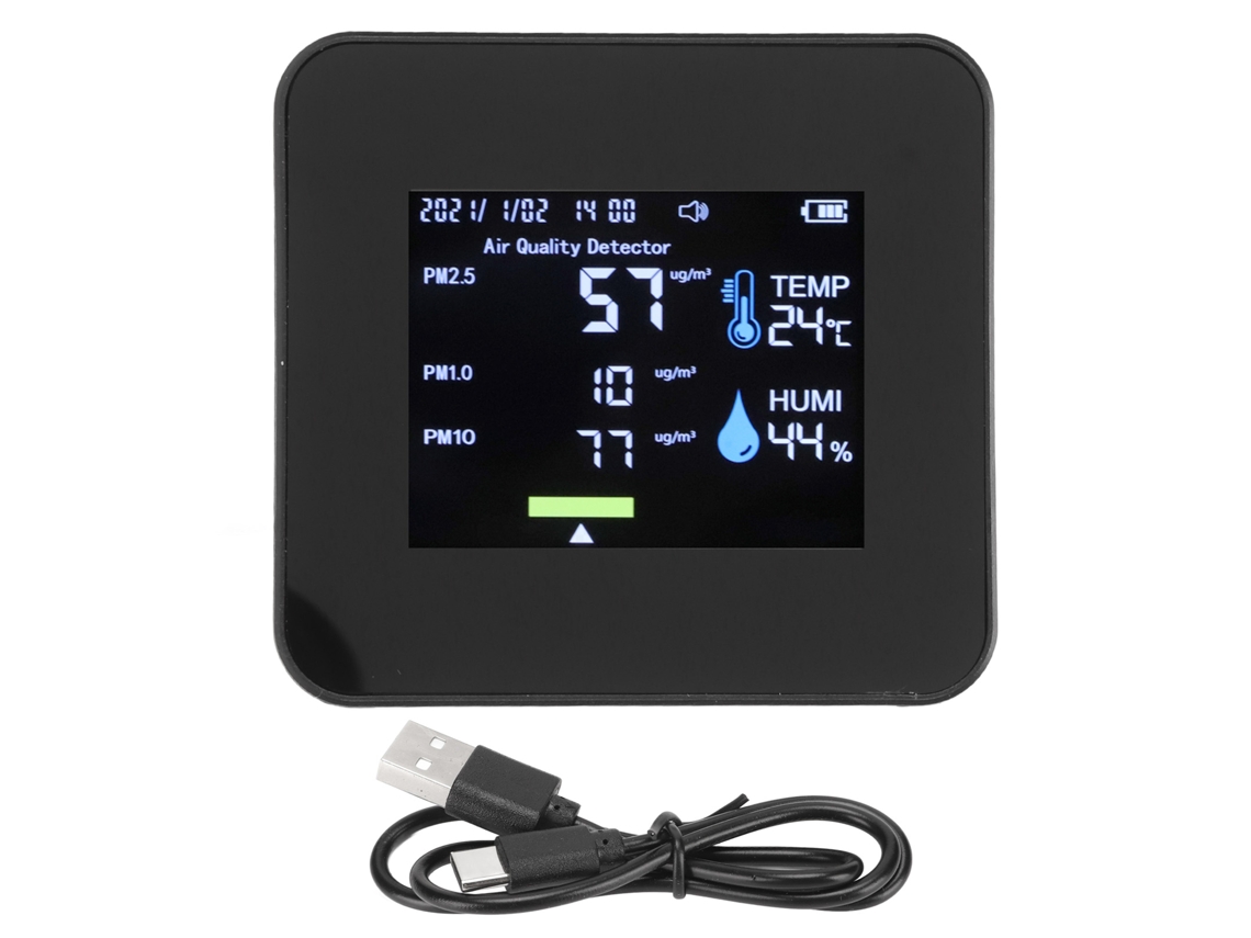 Medidor De Co2 Portátil 9 En 1 Con Detectores De Pm2.5, Pm1.0 Y Pm10, Medición De Humedad Y Temperatura, Y Batería Recargable.