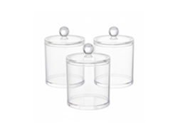 Relaxdays Set De 3 Dispensadores De Discos De Algodón, Cajas Transparentes Con Tapa, Fibra Acrílica, Transparente