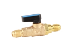 Válvula de bola Primerox de 1/4" SAE para refrigerante, destinada a equipos de aire acondicionado y refrigeración.