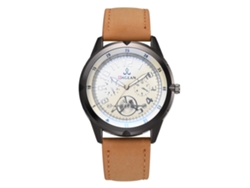 Reloj De Pulsera De Cuarzo Para Hombre Con Correa De Pu, Estilo Casual Y De Negocios, Estilo Café.