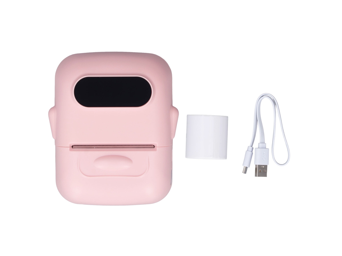 Impressora Térmica Sem Tinta Bluetooth 4.0 Recarregável Portátil Para Etiquetas E Códigos De Barras Rosa