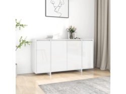 Aparador De Madera Contrachapada Blanco Brillante 135x41x75 Cm