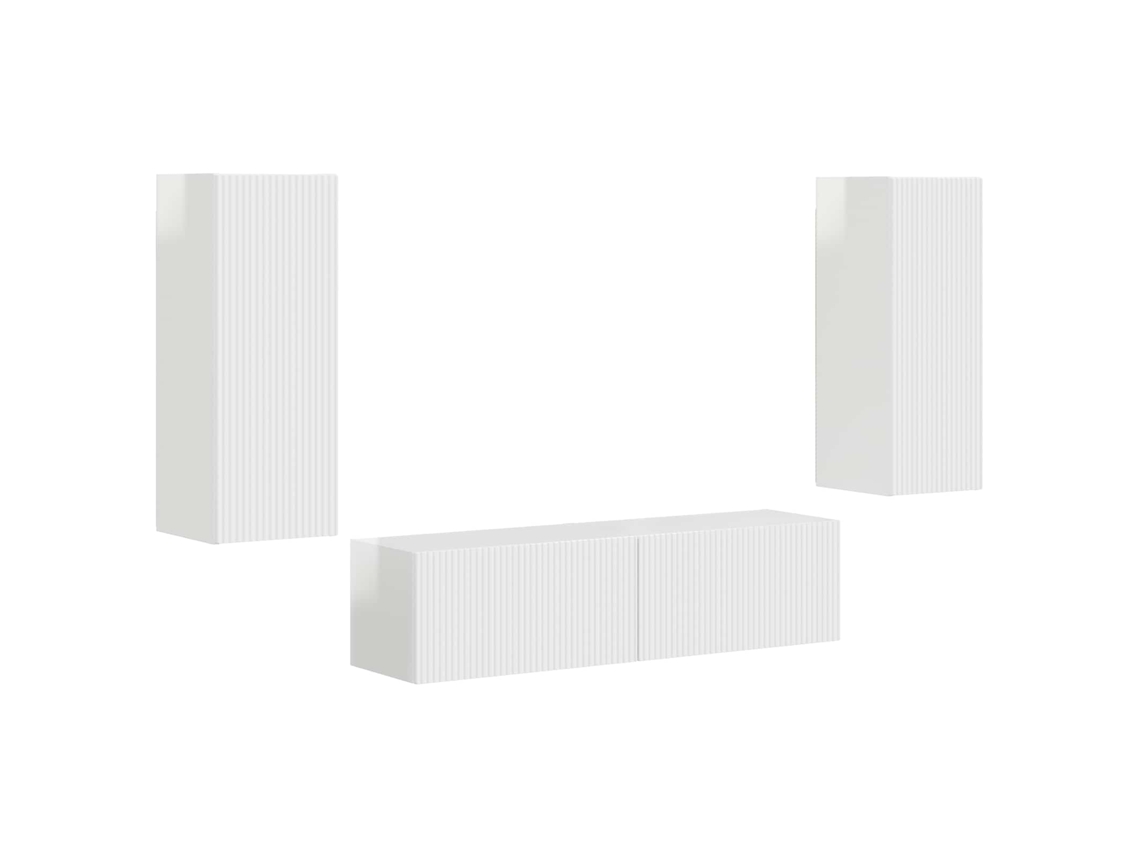 Conjunto de mueble de TV de 2 piezas, blanco brillante, MAISON EXCLUSIVE