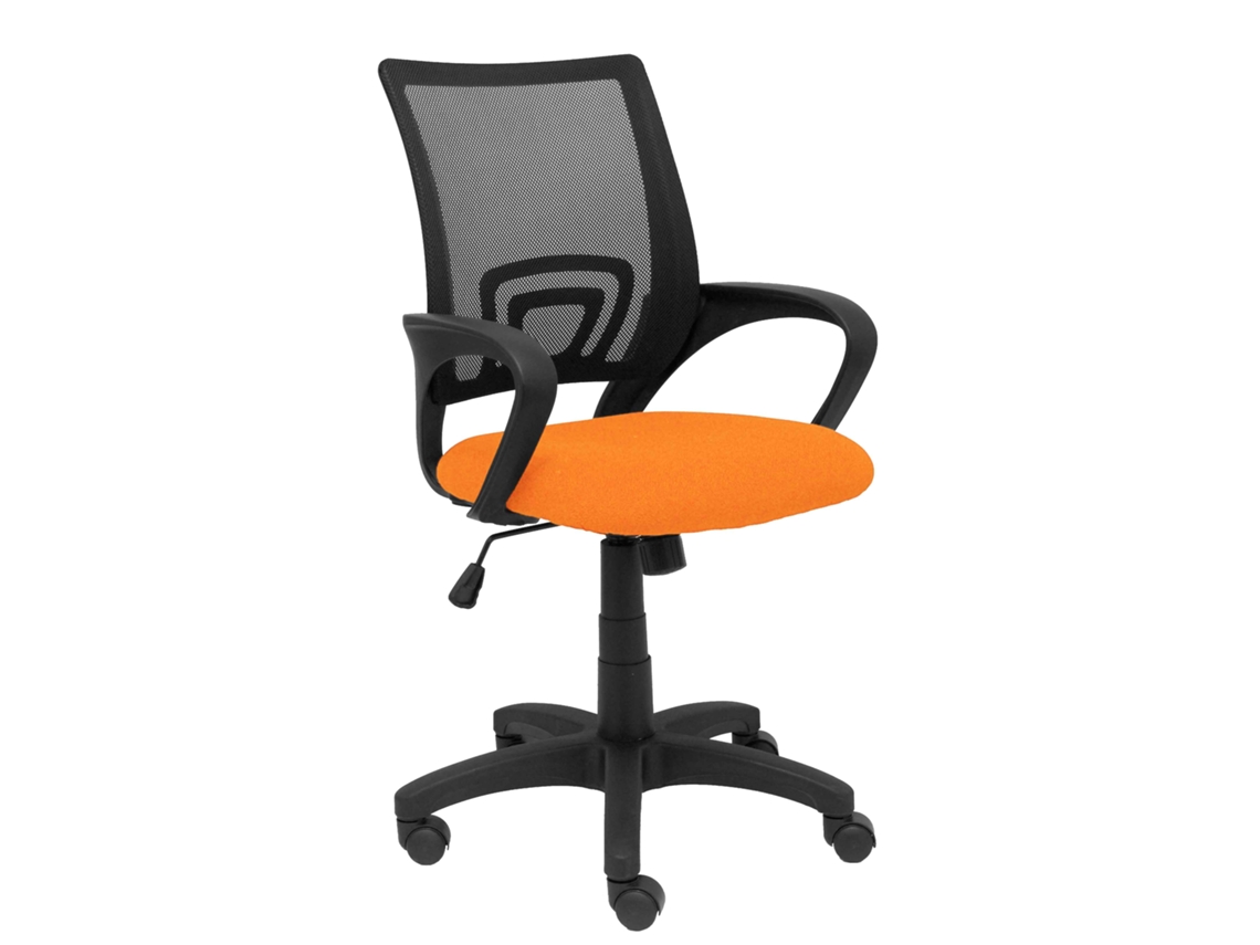 Silla De Oficina Vianos Con Mecanismo Basculante Tapizada Con Tela Color Naranja Y Malla Color Negro