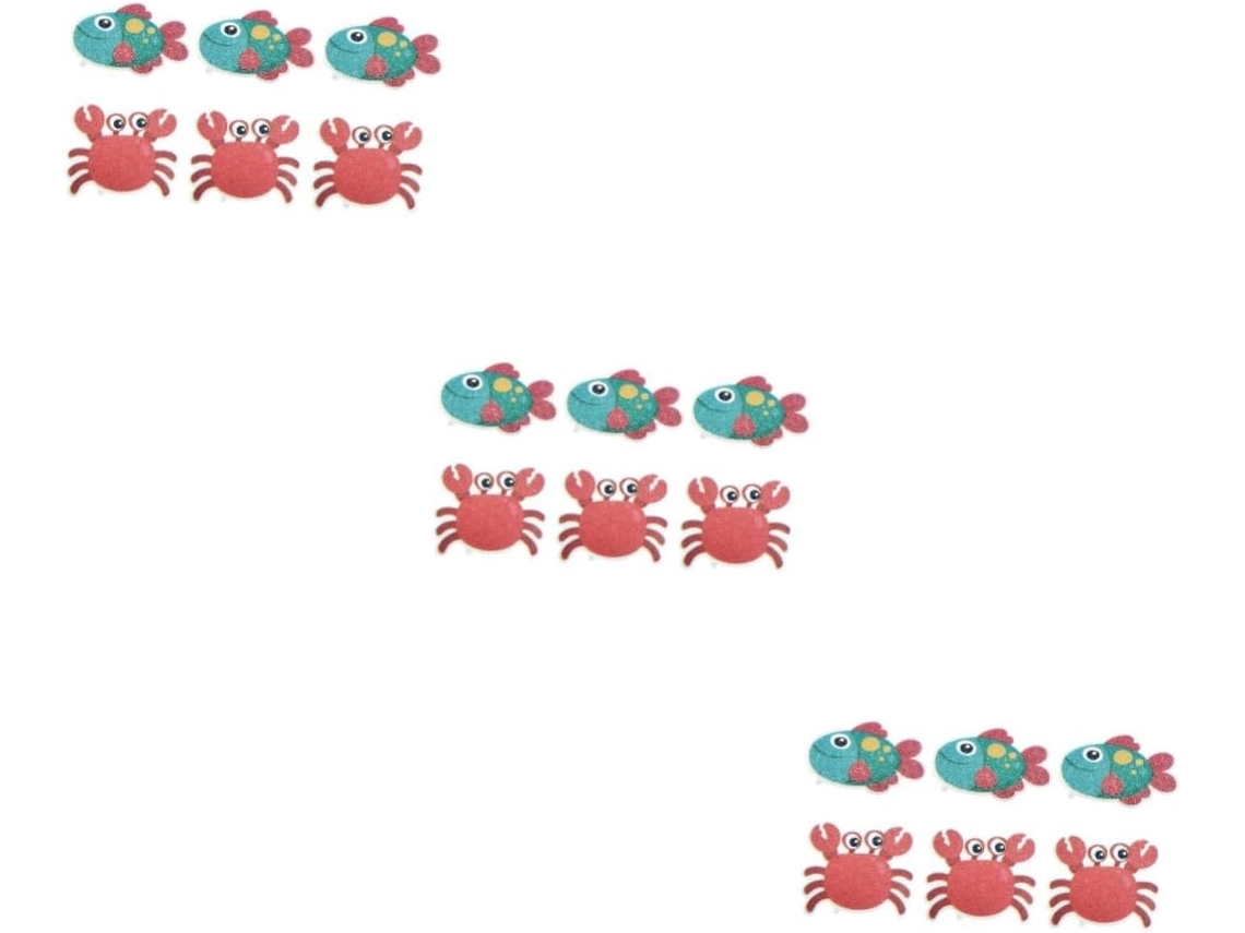 Juego de 3 pegatinas de PEVA con forma de cangrejo para decoración de baño, para niños y niñas, 6 piezas x 3 Slowmoose