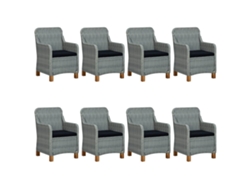 Maison Exclusive - Set Comedor Jardín 9 Pzas Y Cojines Ratán Sintético Gris Claro