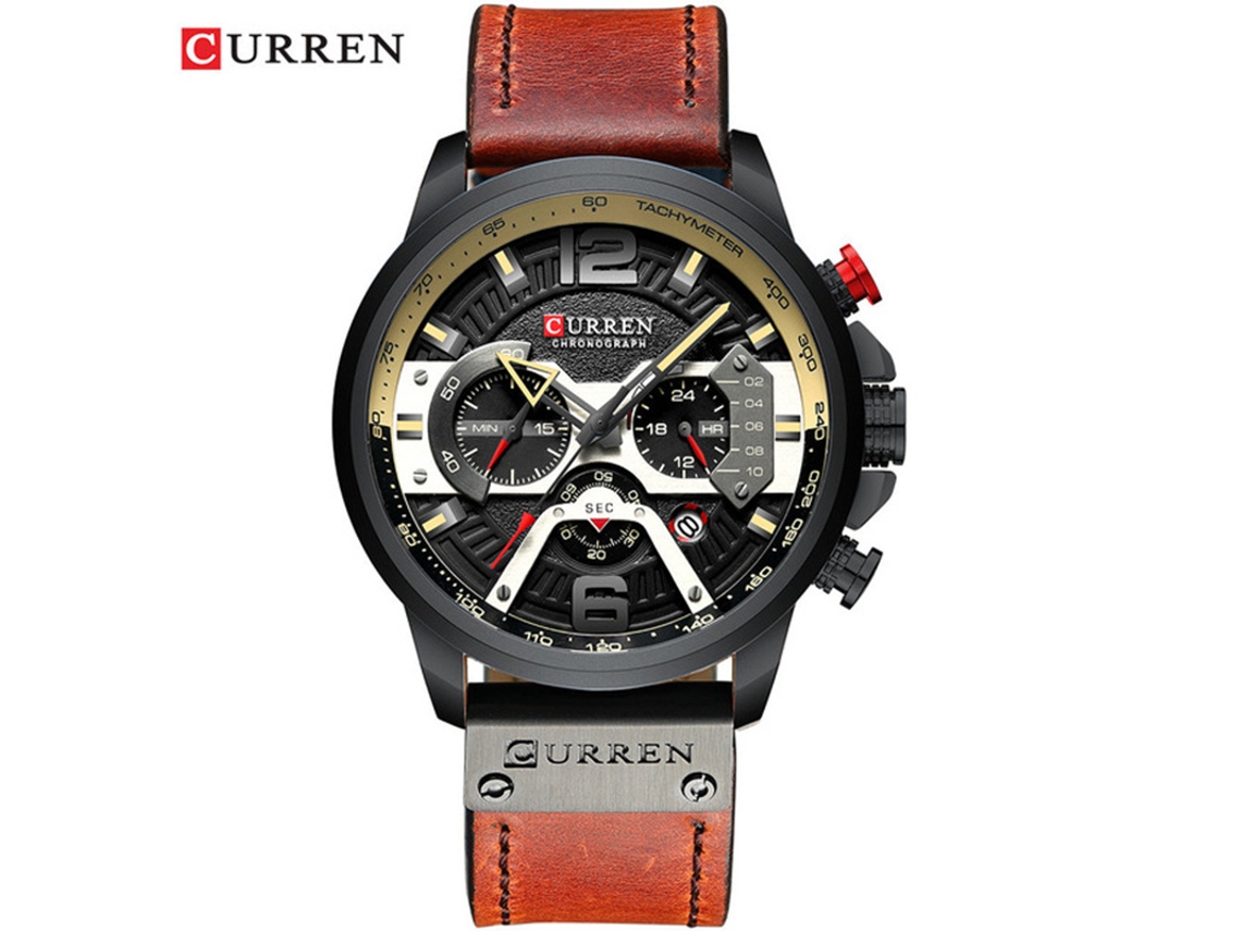 Reloj De Hombre (marrón) Resistente Al Agua, Seis Manecillas, Multifuncional, Esfera Grande Y Elegante, Calendario.