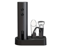 Kit De Accesorios De Vino Eléctrico A Pilas - Negro Mate, Con Abrebotellas, Aireador Y Tapón Al Vacío