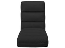 Tumbona De Suelo Plegable De Cuero Sintético Negro
