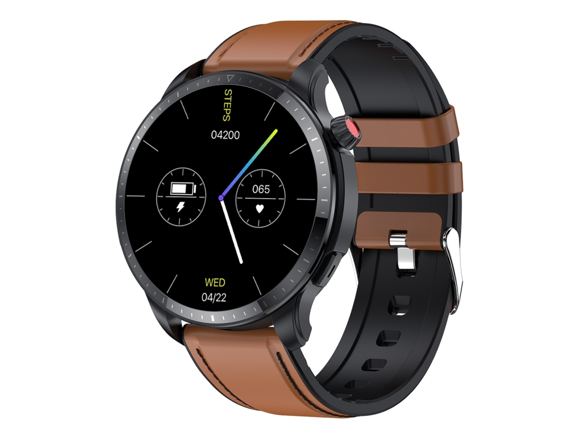 Reloj inteligente resistente al agua IP67 de 1,39 pulgadas con Bluetooth, monitor de oxígeno en sangre (marrón)