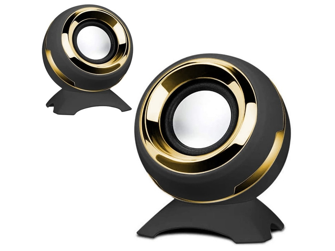 Mini altavoz portátil de graves para ordenador, altavoz pequeño de escritorio, negro y dorado, Yizhood