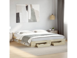 Cama Con Cajones Madera Ingeniería Roble Sonoma 180x200 Cm