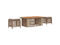 Maison Exclusive - Conjunto De Comedor De Jardín Con Cojín 4 Pcs Beige Y Crema