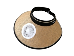 (caqui) Sombrero De Sol De Larga Duración Con Ala Ancha, Ventilador De Carga Solar Y Fuerte Protección Contra El Viento.