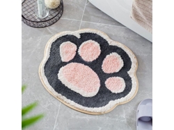 2026-alfombrilla De Baño De Pata De Gato 49,8x61,9cm Microfibra Antideslizante Absorbente Lavable A Máquina Gris