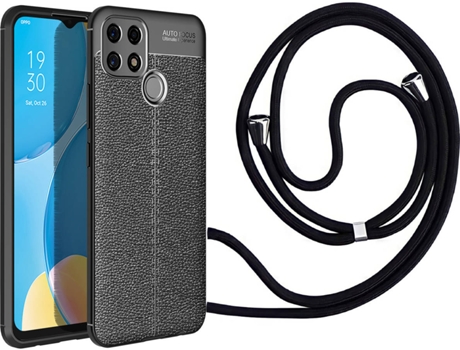 Funda Oppo A15 Rugged Leather con Collar Negro