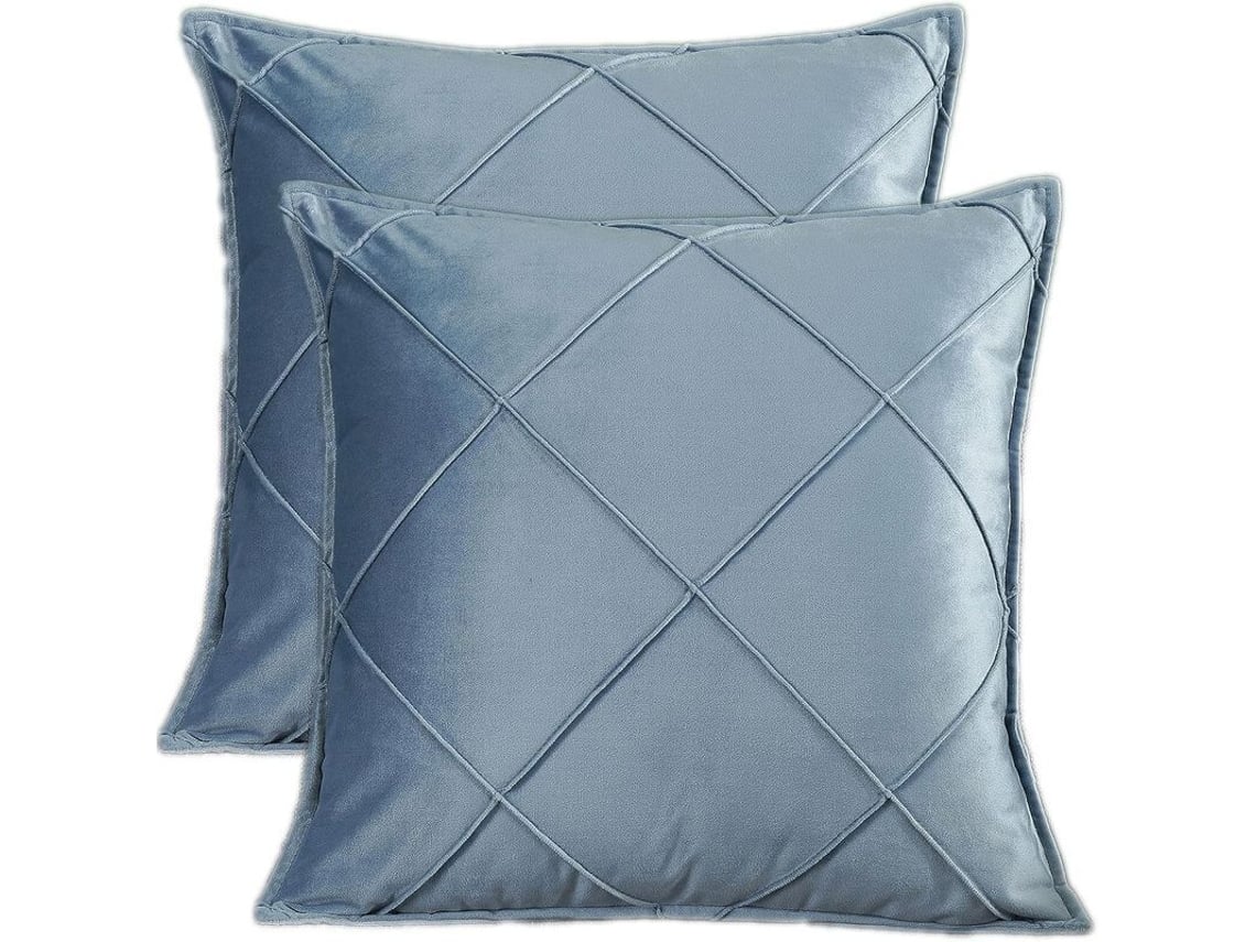Rebe-fundas De Almohada De Terciopelo 2 Unidades 45x45cm Cuadros Suaves Estilo Nórdico Para Sofá Dormitorio Azul Claro