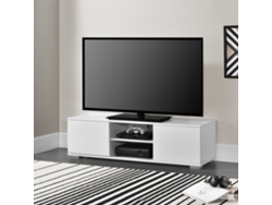 Mueble de televisión Werpen Consola con 2 puertas y 2 estantes MDF 34,5 x 120 x 40 cm Blanco brillo [EN.CASA]