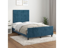 Estructura De Cama Sin Colchón Terciopelo Azul Oscuro 120x200cm