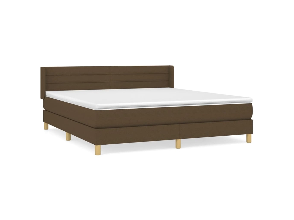 Maison Exclusive - Cama Box Spring Con Colchón Tela Marrón Oscuro 180x200 Cm