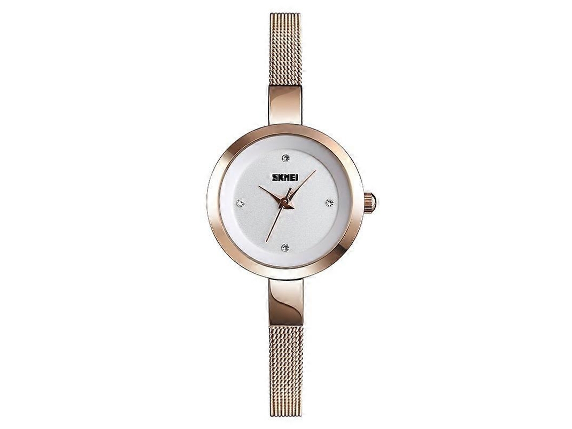Reloj casual Skmei 1390 para mujer con correa de acero y cuarzo ligero Hengrongshen