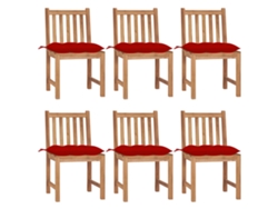 Sillas de jardín DKD Home Decor de 6 piezas con cojines, madera maciza de teca