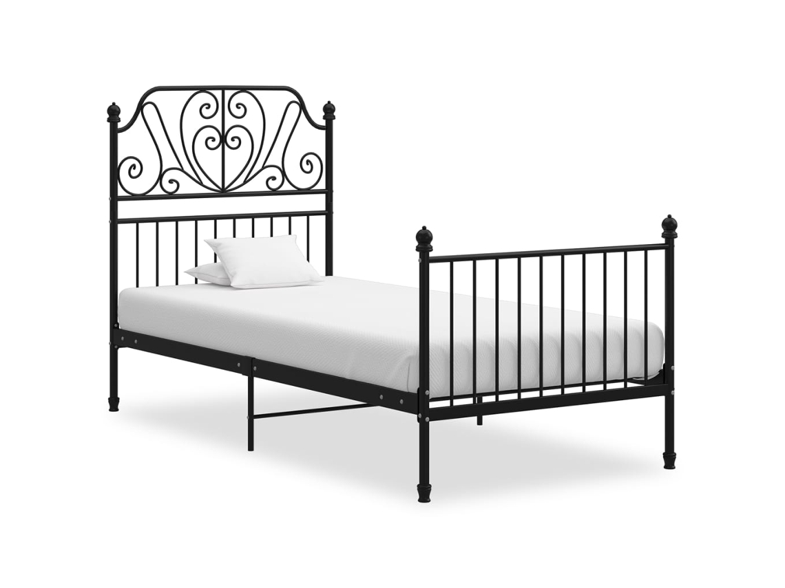 Estructura De Cama Sin Colchón Metal Negro 90x200 Cm