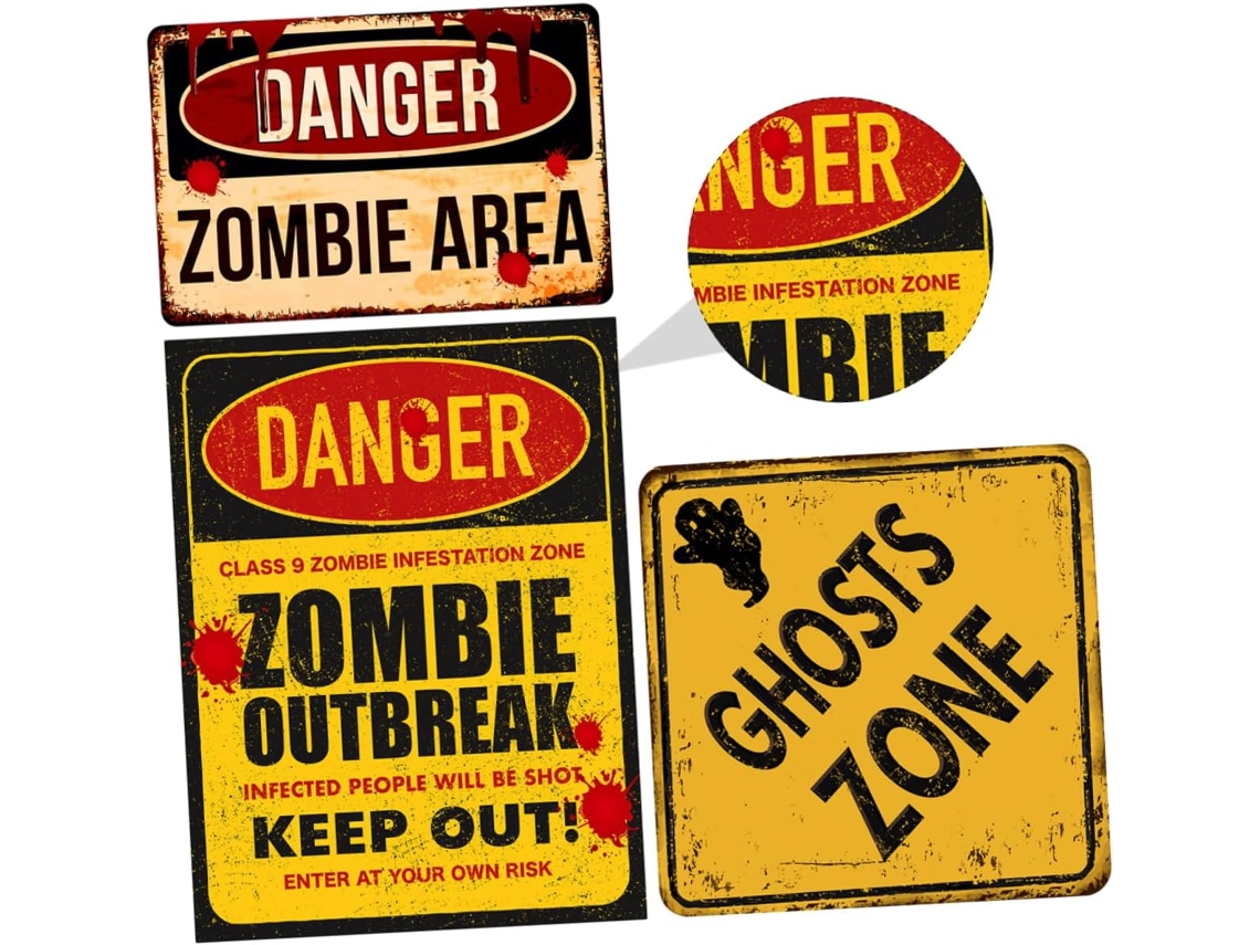 Piezas De Pegatinas De Señales De Advertencia De Halloween Para Papel Tapiz, Clavos, Ventana, Fantasma, Pared