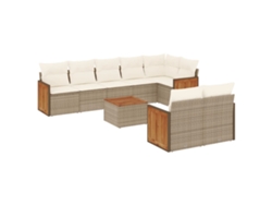 Conjunto 9 de sofás de jardín VIDAXL con cojines ratán sintético beige