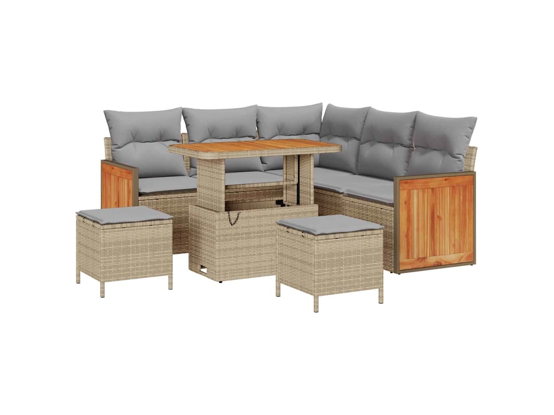 Maison Exclusive - Conjunto De Sofás De Jardín Con Cojín 8 Pcs Beige Y Gris Claro