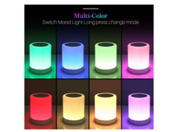 Lámpara de noche táctil con altavoz Bluetooth, luz de noche de mesa, 3 modos táctiles regulables y 7 colores para cambiar Vledary