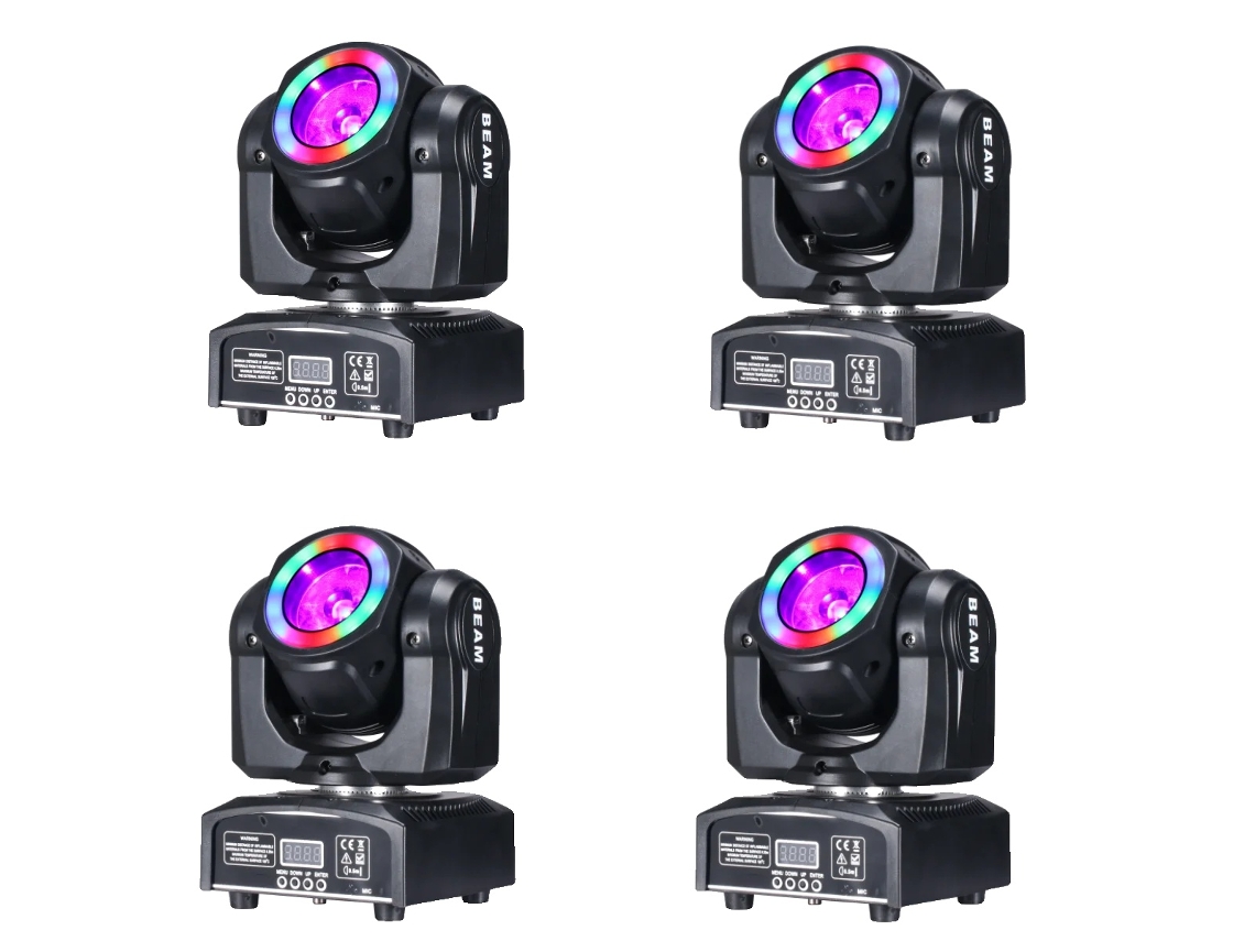 Iluminación LED de escenario con cabezal móvil, haz de 60 W, halo RGB 3 en 1, haz de 4 luces de 60 W, enchufe UE OEM
