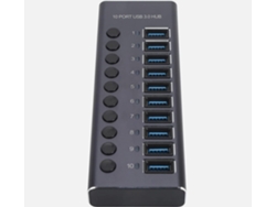 Hub USB 3.0 de 10 puertos IKIKSO con fuente de alimentación de 60 W (negro)